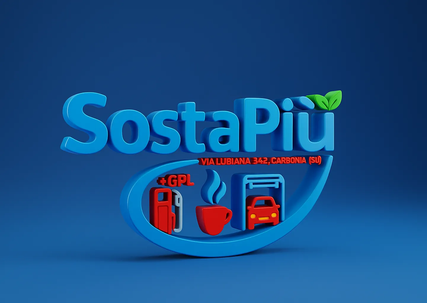 Il logo SostaPiù in 3D
